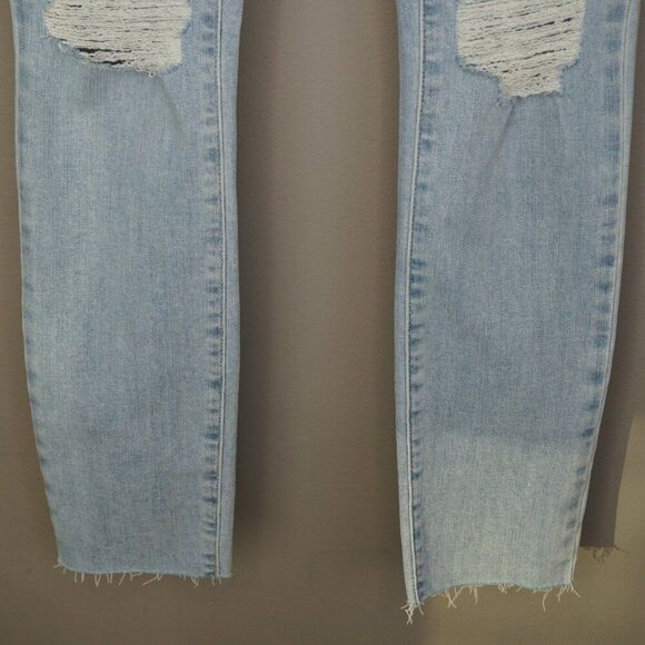 New Paige Skyline Ankle Peg Raw Hem Mid Rise Jeans in Daralyn Destructed size 25 - Picture 4 of 16